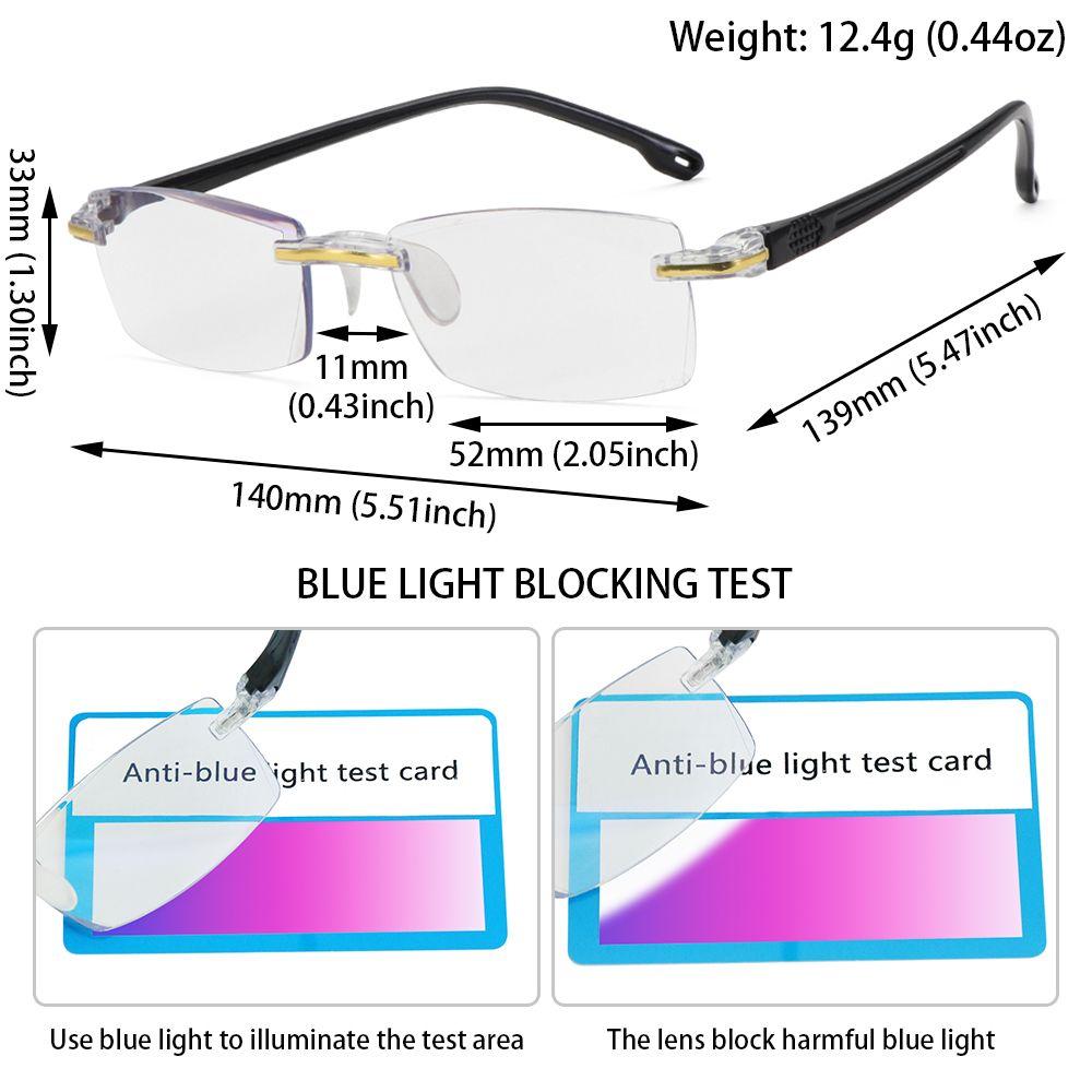 Readers Glasses Presbyopia Eyeglasses Rimless Reading Glasses Diamond Cutting Blue Light Blocking