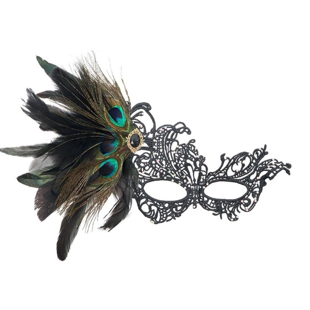 Rhinestone Feather Mask Seductive Style Halloween Festival Party Mask Fancy Masquerade Mask Girl