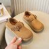 2024 Новые повседневные туфли для мальчиков, детская мода, пряжка, круглый носок, лоферы для девочек в британском стиле, универсальная дышащая детская обувь унисекс