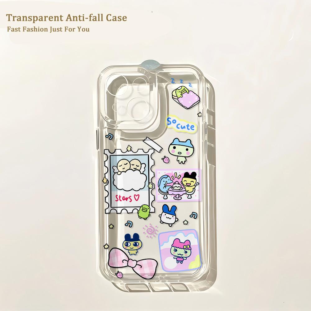 Милый чехол для телефона Tamagotchis для IPhone 17 16 16e 15 14 13 12 11 Mini Pro Max X XR XSMax 7 8 Air Plus Прозрачная задняя крышка