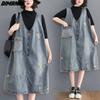 Женское летнее платье 2023, джинсовое платье без рукавов, элегантное длинное платье с v-образным вырезом и пуговицами, свободные синие базовые платья