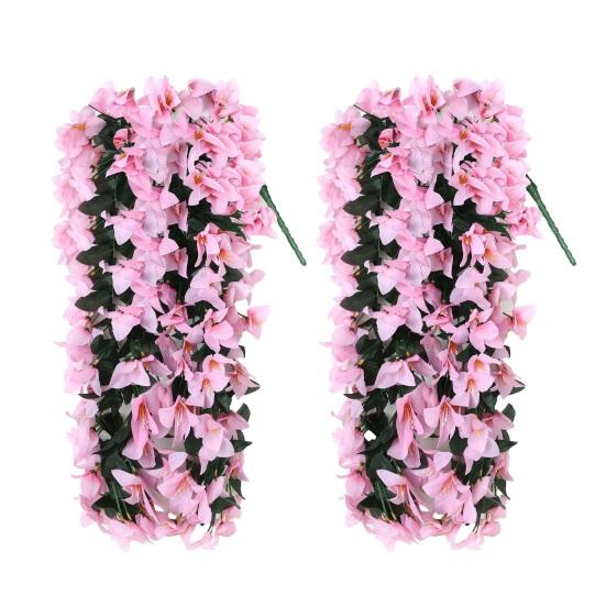 Искусственный цветок бугенвиллеи Искусственная подвесная бугенвиллея для улицы Длинные свисающие лозы Искусственный цветок для двери Веранда Кашпо Ваза Патио Балкон Декор