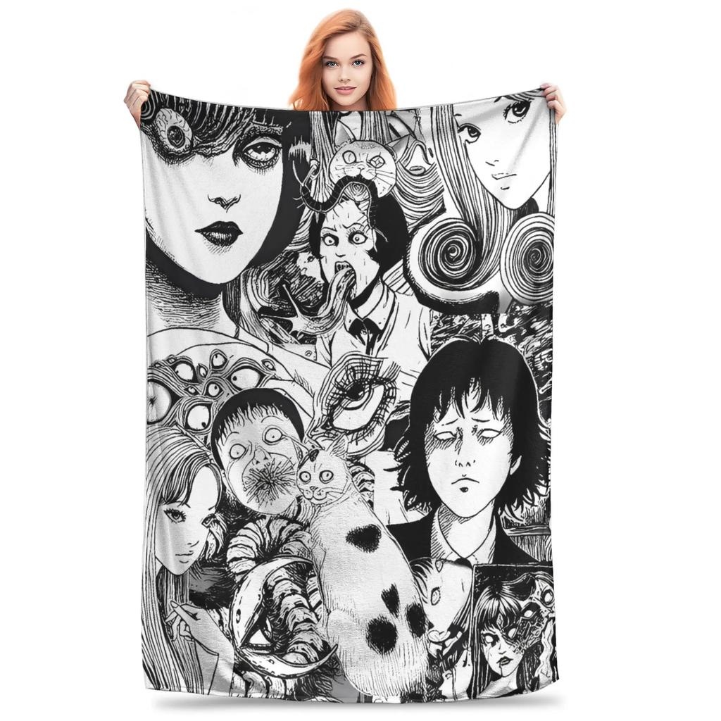 Tomie Junji Ito Blanket  Soft Warm Throws for Winter Bedding Child Couch Chair Pattern Ideal for Bedspread