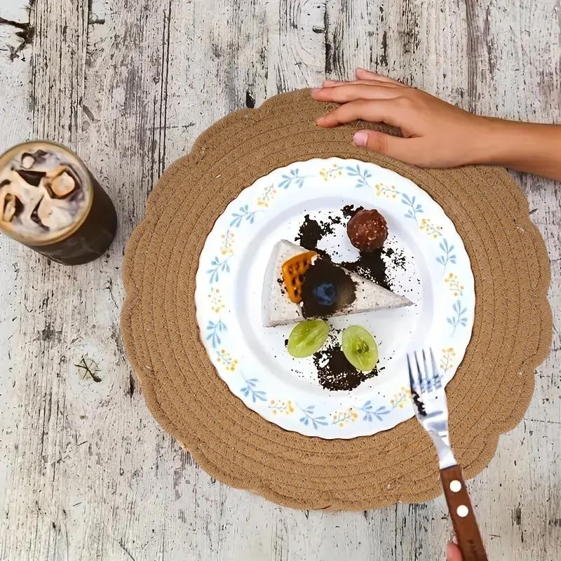 1 шт. Плетеный термостойкий поднос в форме цветка, экологичный, изолирующий, из шелухи, многоцелевой, натуральный, для дома, из кукурузы, долговечный