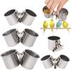 Bird Feeding Double Cups Stainless Steel Parrot Cage Stand Bird Feeder Box Parrot Cups Bowls Container For Food Water Feeding