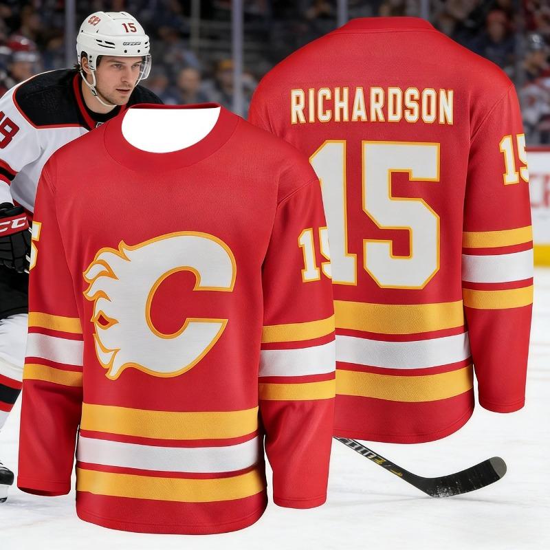 Мужская новая модель Calgary Мужская спортивная рубашка для хоккея на льду 3D-печать Прорывной стиль Красный Мяч Игра Длинный рукав Детская
