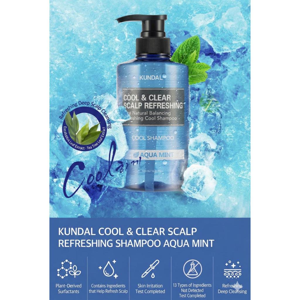 [KUNDAL] Cool & Clear Scalp Refreshing Shampoo Aqua Mint (500ml / 1058ml)