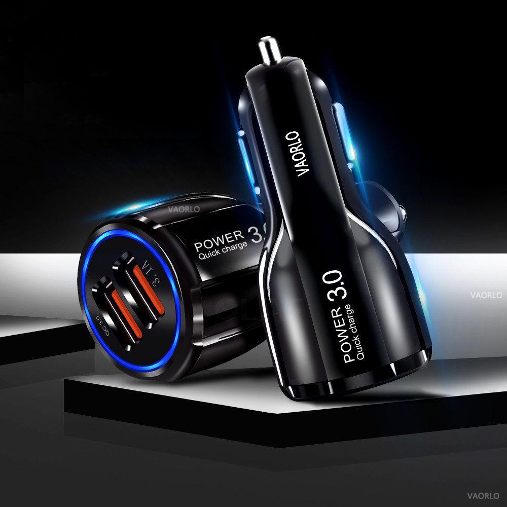 VAORLO Универсальное автомобильное зарядное устройство Quick Charge 3.0, двойной USB-адаптер, светодиодный дисплей, быстрая зарядка для iPhone, Samsung, Huawei, XiaoMi