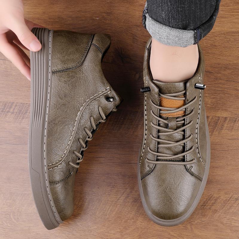 Модные корейские туфли-оксфорды на шнуровке с высоким вырезом для мужчин, высококачественная повседневная обувь из натуральной кожи, мужские удобные кроссовки для активного отдыха