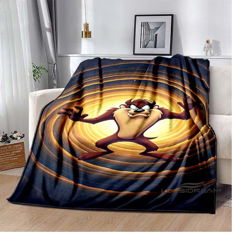 Fun Cartoon Tasmanian Devil Warm and Cozy Flannel Blanket—Ideal for Bedrooms, Sofas, Beds, Seats, Picnics, and Travel