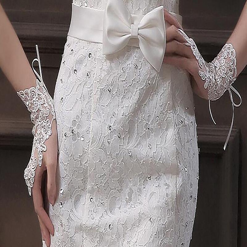 Кружевные перчатки, украшение свадебного платья, элегантные вязаные крючком аксессуары для свадьбы, аппликация с блестками, перчатки без пальцев для невесты, хит продаж