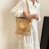 Women's Woven Straw Beach Bag Shopper Tote for Vacation Seaside Large Capacity Beach Shoulder Bag AVE