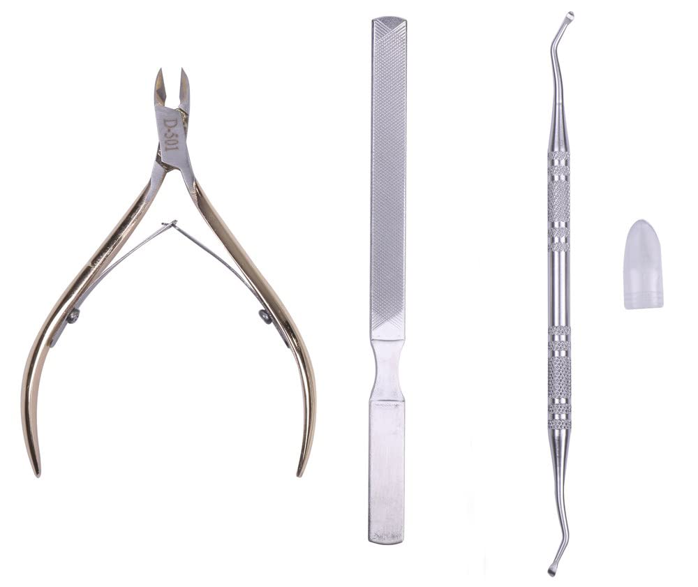 Nail Clippers for Ingrown Gold Cuticle Set Nipper-style Nails, Cutter, Scissors, (nail File, Probe, Presser)