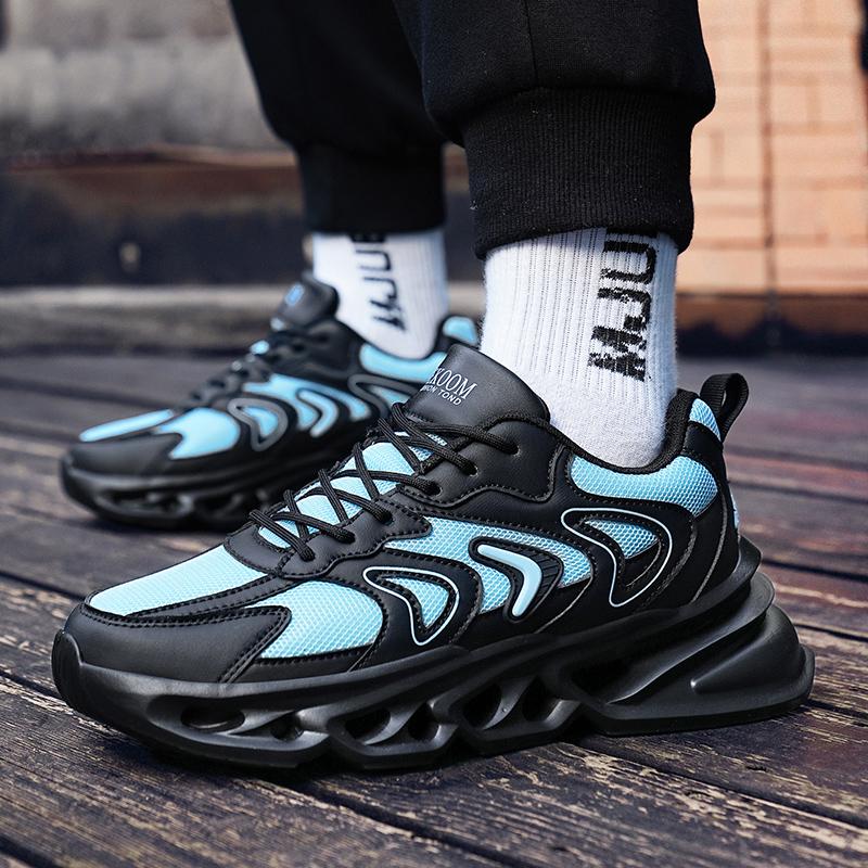 New Summer Men'S Shoes Breathable Running Shoes Lightweight Lace-Up Non-Slip Sports Tennis Shoes Fashionable Blade Sneakers