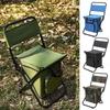 Portable Folding Chair With Cooler Bag Waterproof Outdoor Camping Backpacking Beach Picnic Fishing Collapsible Stool Seat