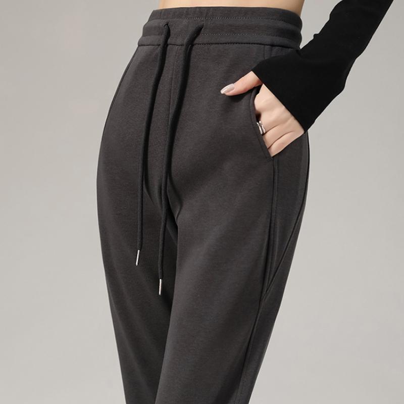 Весна Осень Новые Модные Расклешенные Брюки для Женщин Высокая Талия Slim Fit Однотонные Повседневные Спортивные Штаны