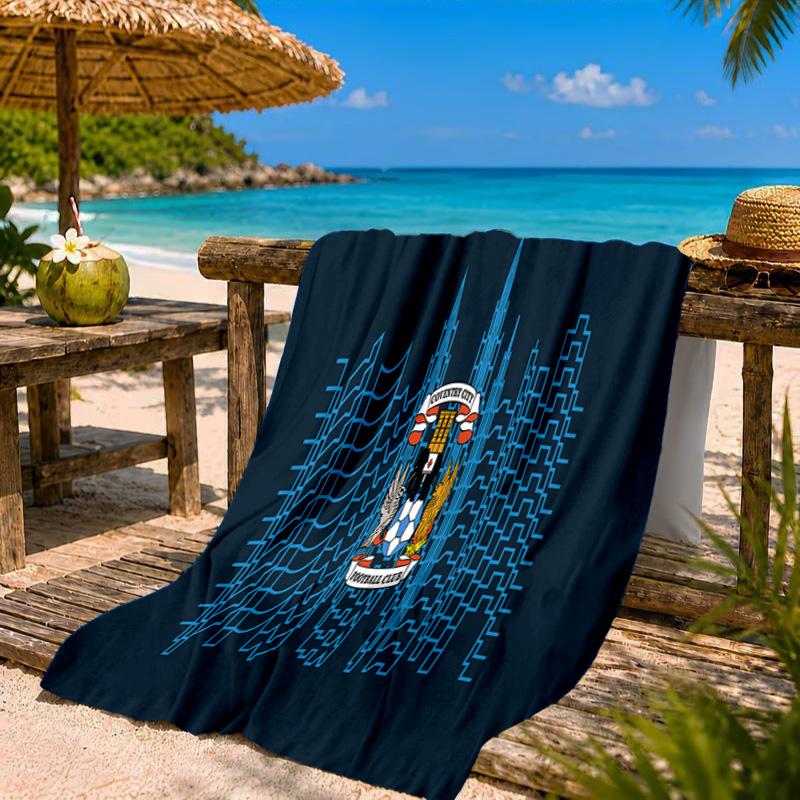 Coventry City Crest Design Beach Towel Microfiber Beach Towel, Lightweight and Quick-Dry, for Summer Travel, Swimming Pool Fan Birthday Gift