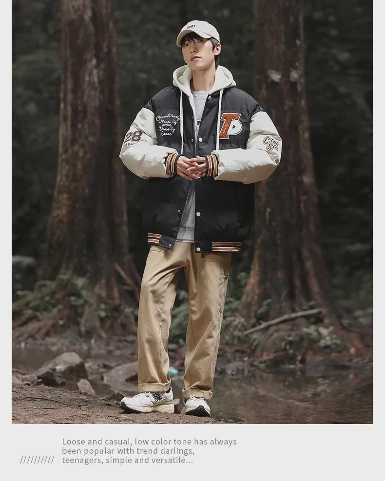 Мужская зимняя куртка из овчины с подкладкой из бархата и капюшоном — модный свободный крой и повседневный стиль