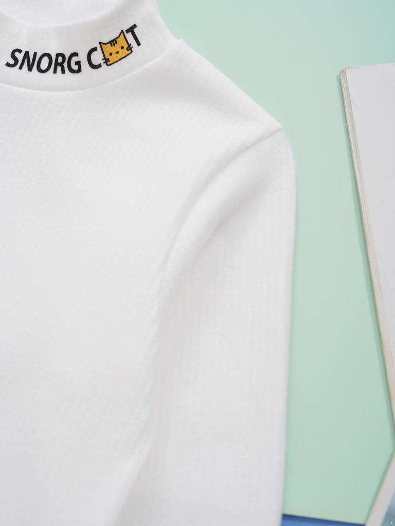 Детское теплое термобелье для мальчиков и девочек, топ унисекс, детская рубашка с воротником с надписью и длинными рукавами, одежда для дома