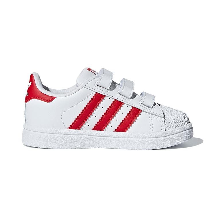 adidas Оригинальные SUPERSTAR CF Синтетическая кожа Удобные Нескользящие Низкие Детские Туфли Белый Красный Малыш CG6639