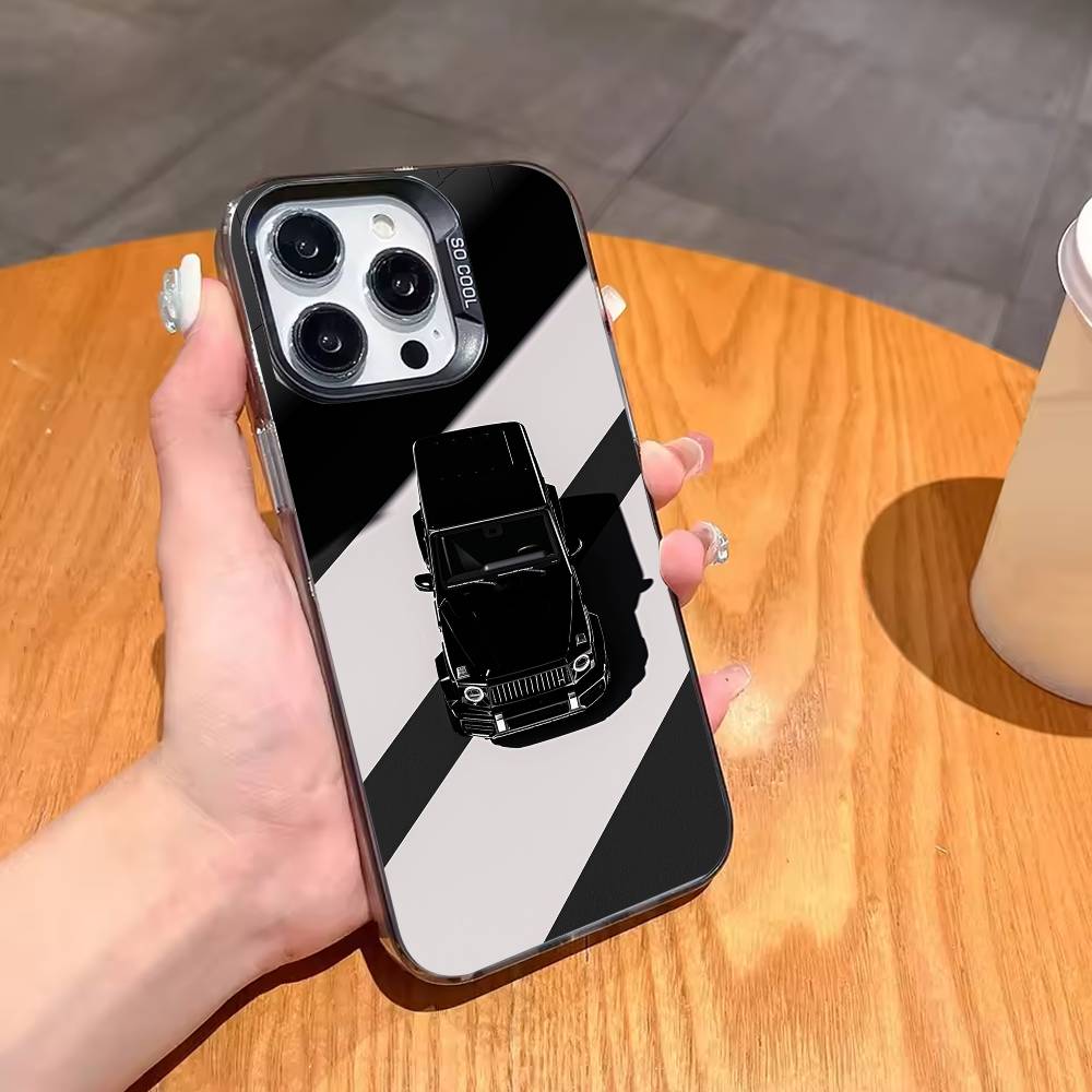 Чехол для телефона M-Mercedes-ES G-G для iPhone17 16 15 14 13 12 Pro Max Серый Черный Матовый Лазерный Металлик Аврора Funda