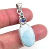 Natural Republic Larimar,Kyanite 925 Solid Sterling Silver Pendant 1.75'' w4R39