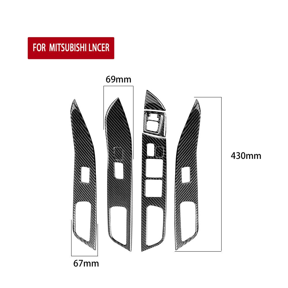 Carbon Fiber Window Lift Switch Panel Cover For Mitsubishi Lancer EVO 08-15 RHD