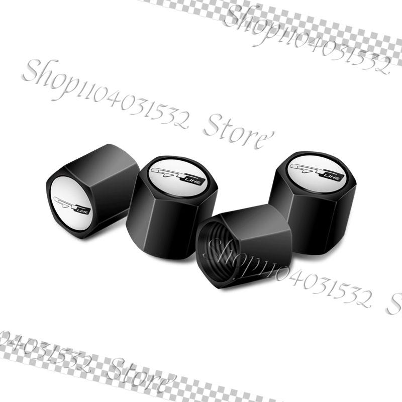 AADU1 4Pcs GT Line Logo Metal Alloy Car Valve Caps Wheel Tires Air Tyre Stem Protective Cover For Kia GT Ceed Rio K3 K5 Sportage