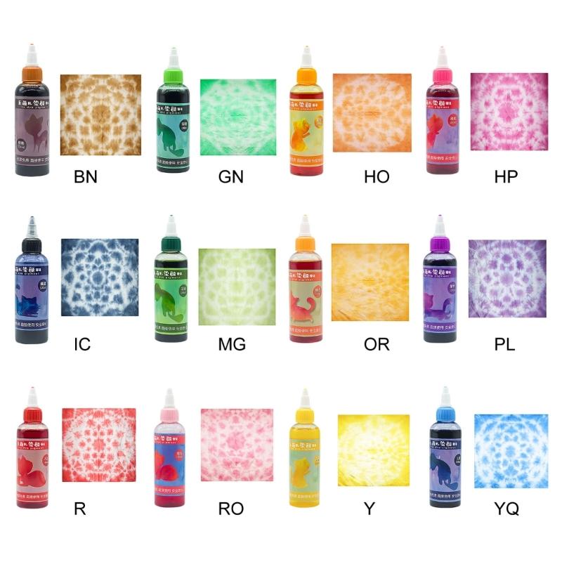 Краска Tie Dye 100 мл / 3,38 унции для окрашивания ткани Краска на водной основе Устойчивая к выцветанию Краска-краситель для ткани для окрашивания рубашек и одежды