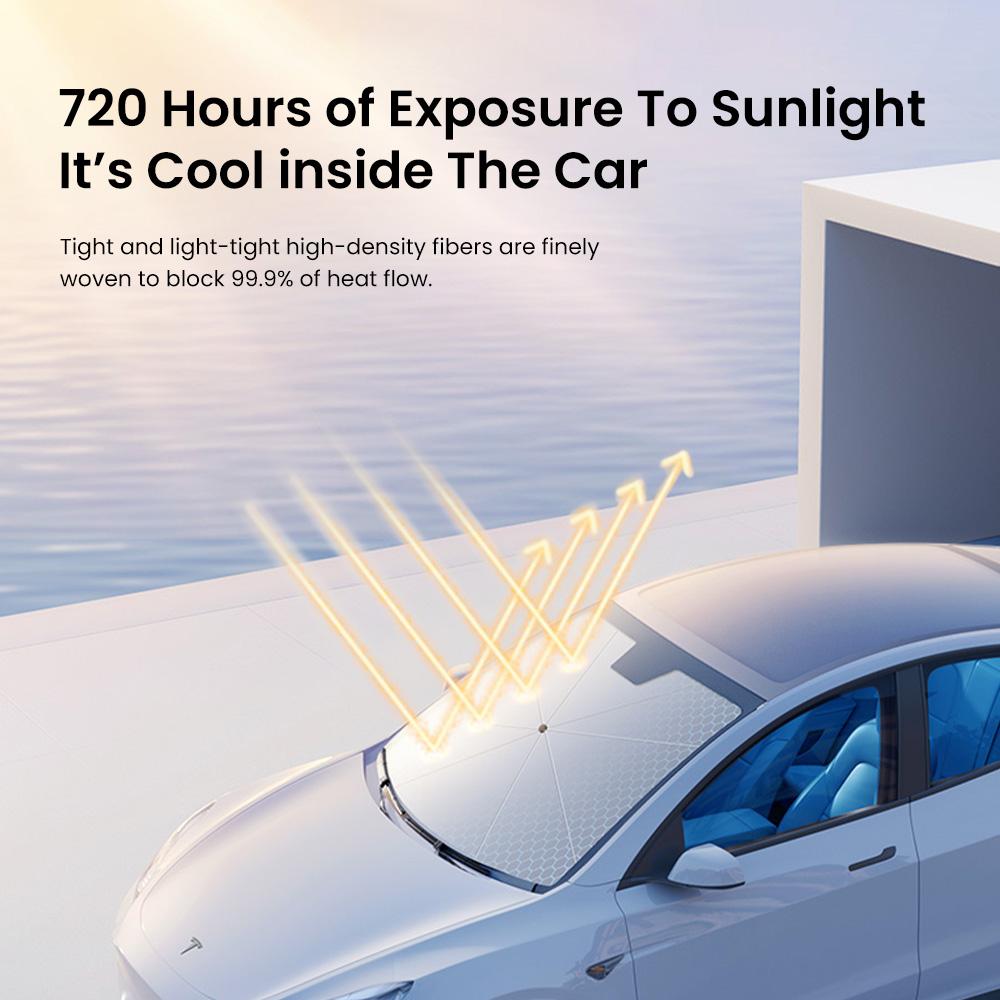 YZ For Tesla Model 3 Y Highland 2025 Car Sunshade Umbrella Foldable Front Sunscreen Heat Insulation Front Parasol Car Accessorie