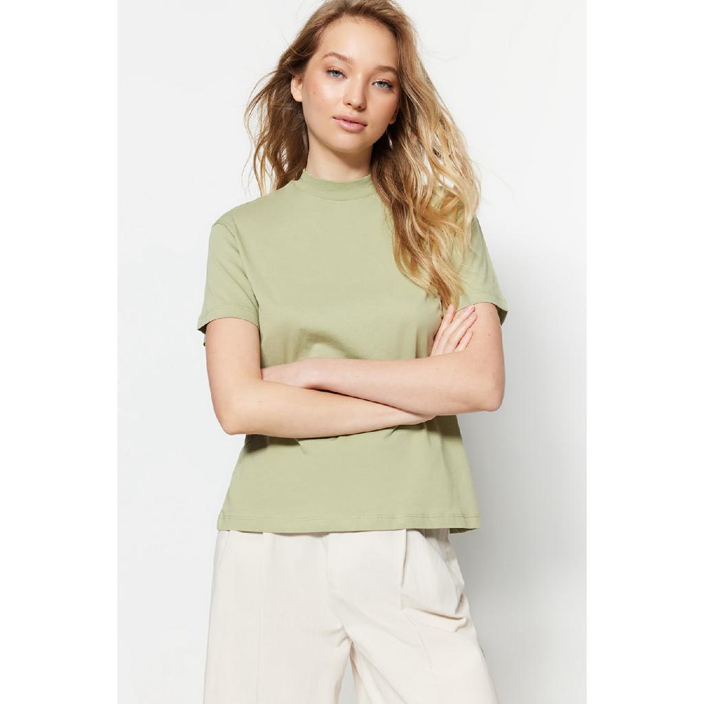 Комплект из двух бело-черных трикотажных футболок с воротником стойкой из 100% хлопка Twoss20ts1500