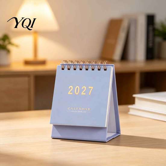 Durable Spiral Bound Calendar 2027 English Desktop Calendar, Minimalist Table Planner with Gold Easy Viewing Monthly Foil Cover, Thick Paper, 18-Month