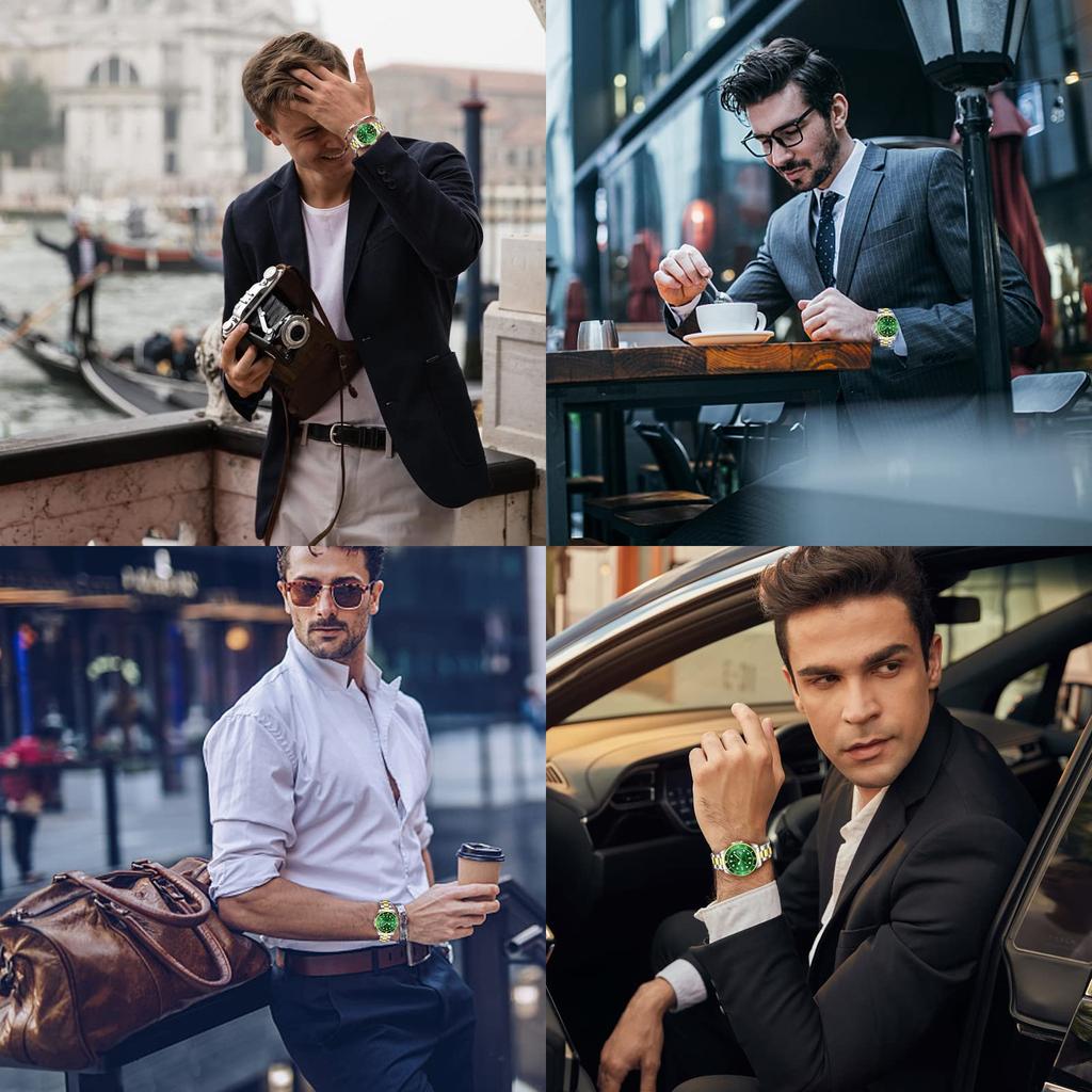 AKNIGHT Analog Stylish Easy To Luminous Arm Stainless Steel Water Resistant To Luminous Japanese Instruction Manual Men's Watch, Anti-Reverse Bezel,