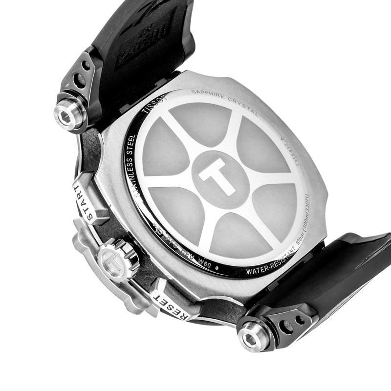 Tissot Часы с кварцевым механизмом серии Racing, водонепроницаемость 100 м, корпус 43 мм из нержавеющей стали, силиконовый ремешок, мужские часы T115.417.27.011.00