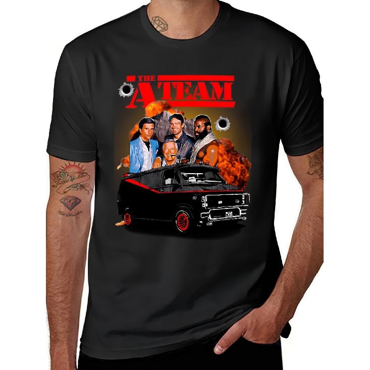 men's retro action tv show graphic tee short sleeve crew neck soft cotton casual wear classic car explosion print street style top