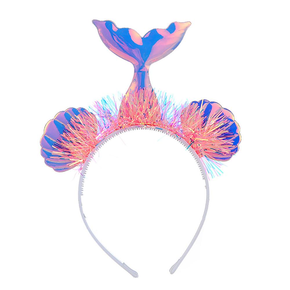 Mermaid Tail Headband With Shining Shell Tassel Fish Pattern Headdress Cloth For Kids Girls Princess Birthday Mermaid Party Decoration Supplies