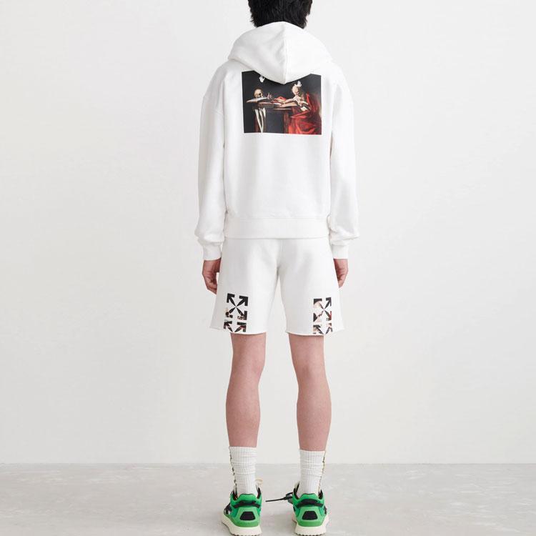 Off-White Толстовка Caravaggio Paint Over с капюшоном, белая/черная, мужские топы OMBB037C99FLE0040110