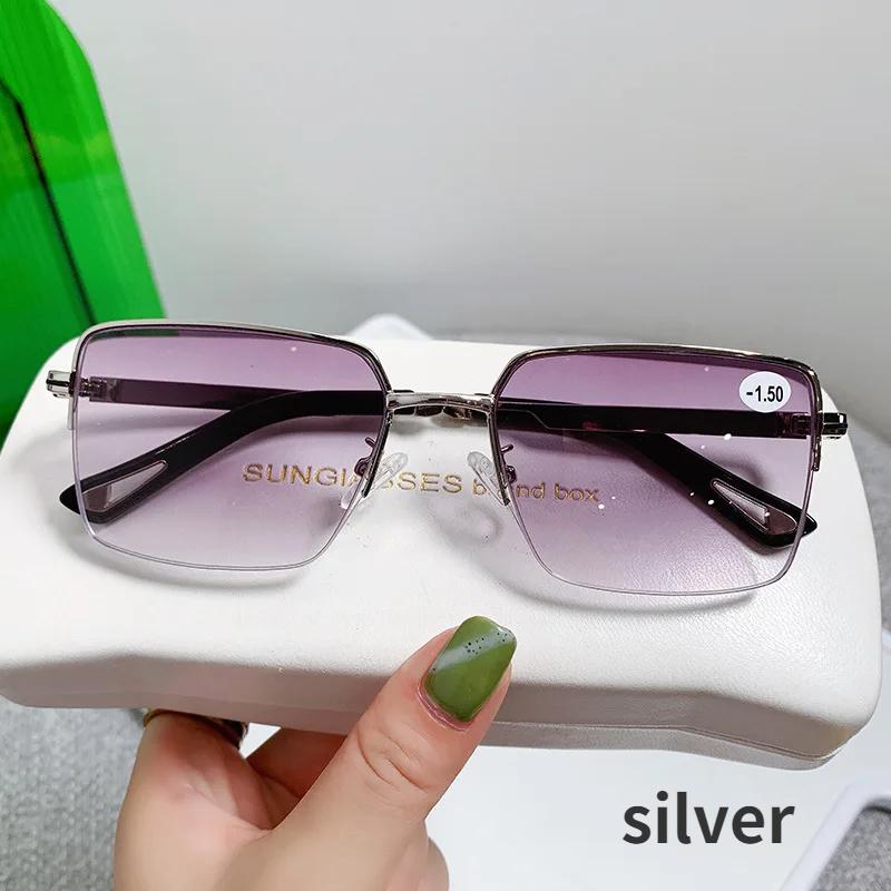 Fashion Men Women's Myopia Glasses Business Half Frame Anti Blue Light Near Sight Eyeglasses with Diopter 0 TO -4.0 Eyewear