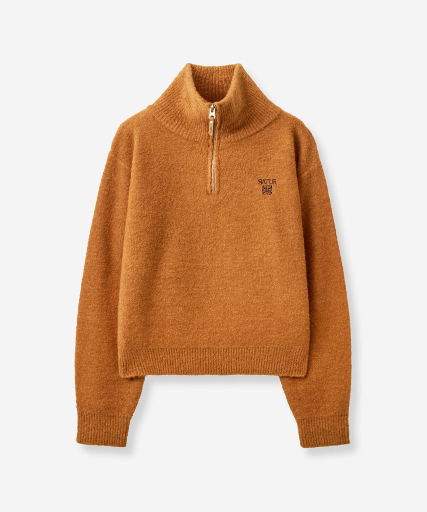 SATUR (W) Apero Boucle Knit Zip-Up Orange