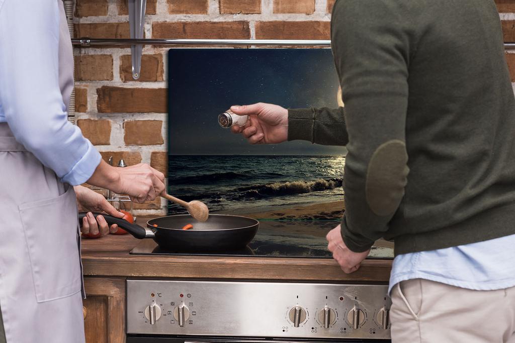 GLASS PROTECTIVE PLATE FOR STOVE 90X52 BEACH
