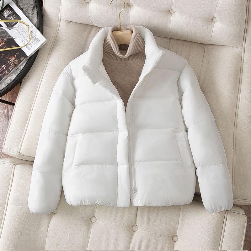 Women's Short Winter Puffer Coat - Stand Collar, Thickened, Loose Fit, Korean Style