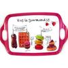 [M6122] - Large Pink 'Vive La Gourmandise' Tray (45x28.5 Cm)