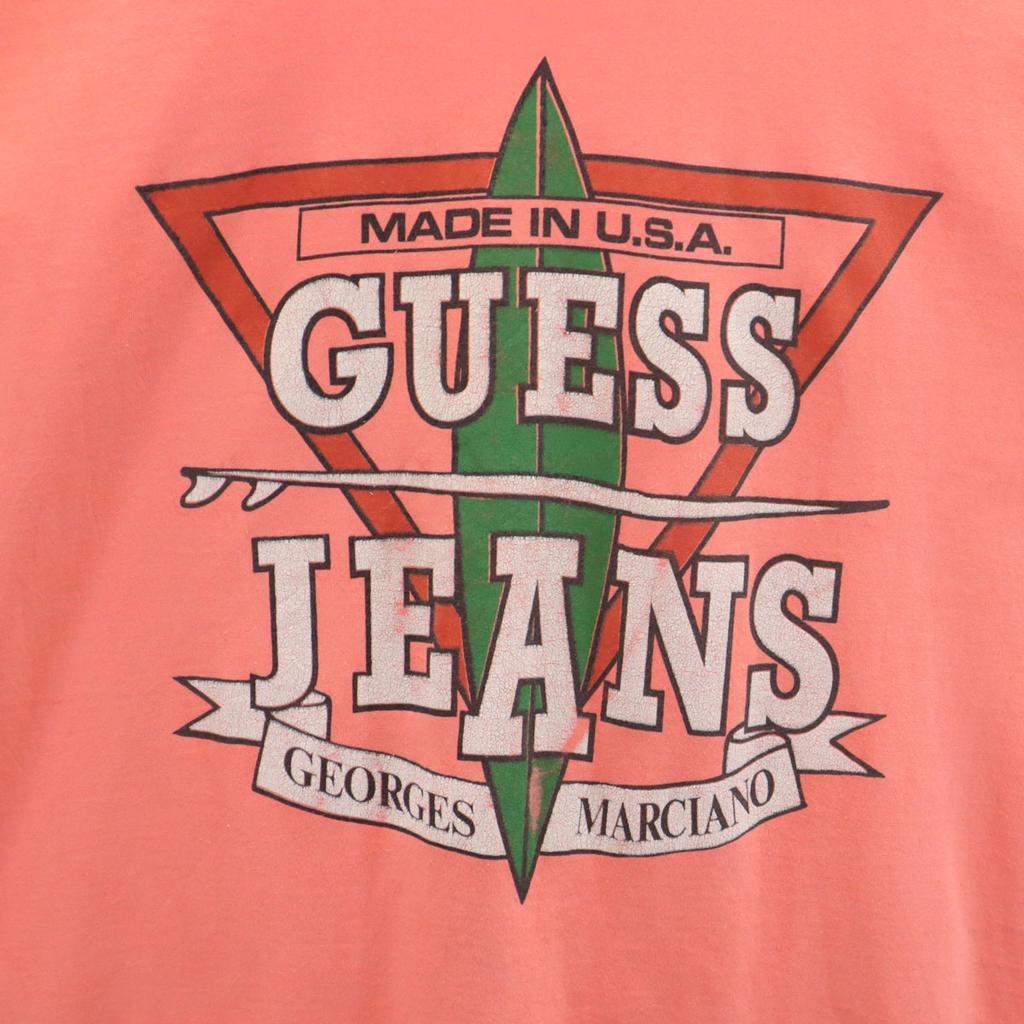 ВИНТАЖНАЯ футболка с принтом GUESS JEANS 90-х годов, сделано в США, с коротким рукавом, одинарный шов, мужская, б/у