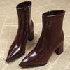Модные женские ботильоны на высоком каблуке, ботинки челси с острым носком, готические дизайнерские туфли-лодочки, зимняя обувь 2025 нового бренда, женские мотоботы