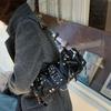 Punk Y2K Retro Rivet Shoulder Bag Oil Wax Leather Spicy Girl Motorcycle Bag Korean Multi-pocket Crossbody Bags Streetwear