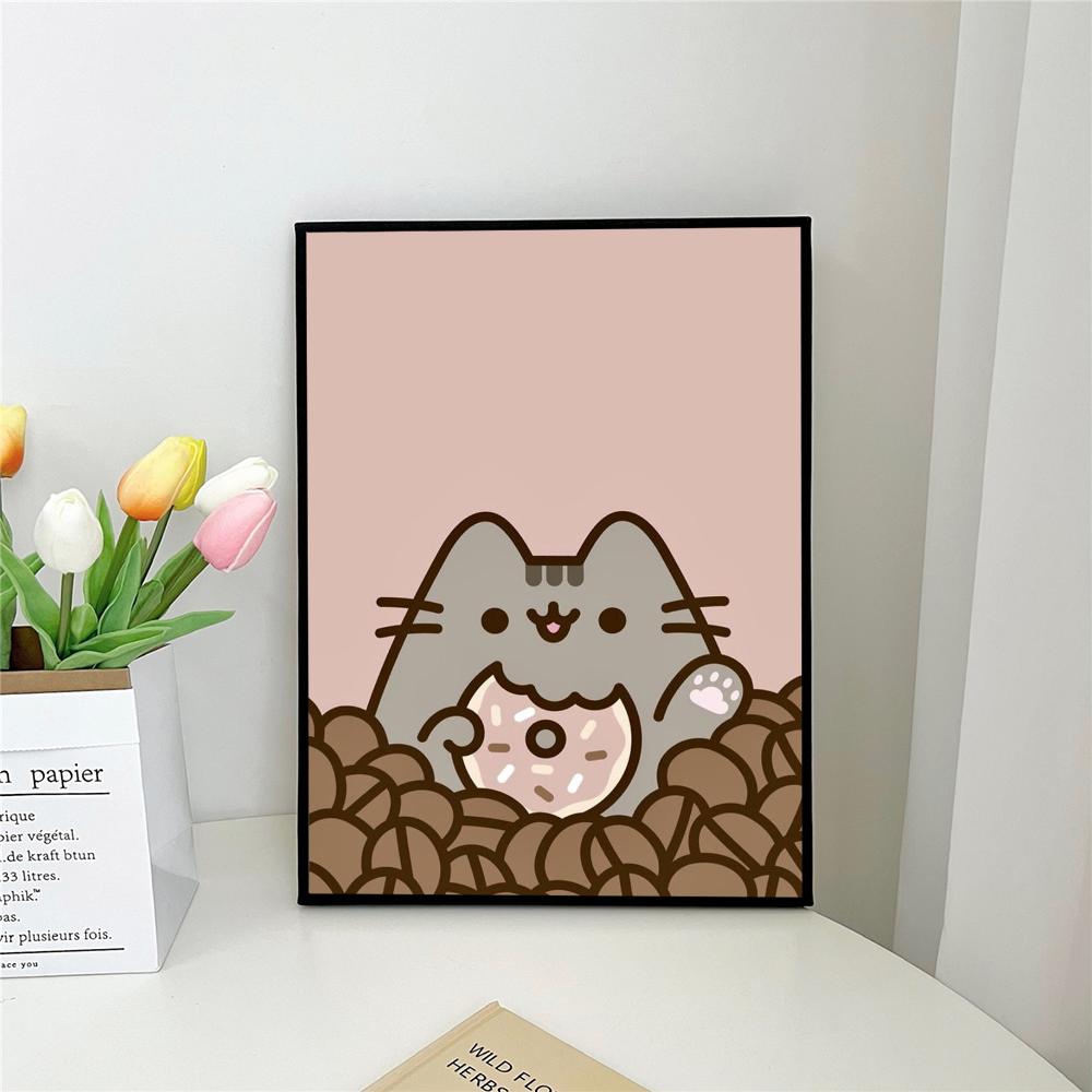1 шт. мультяшный постер с изображением кота P-Pusheen K-Kawai, самоклеящийся художественный постер, водонепроницаемая бумажная наклейка для декора стен кофейни, бара