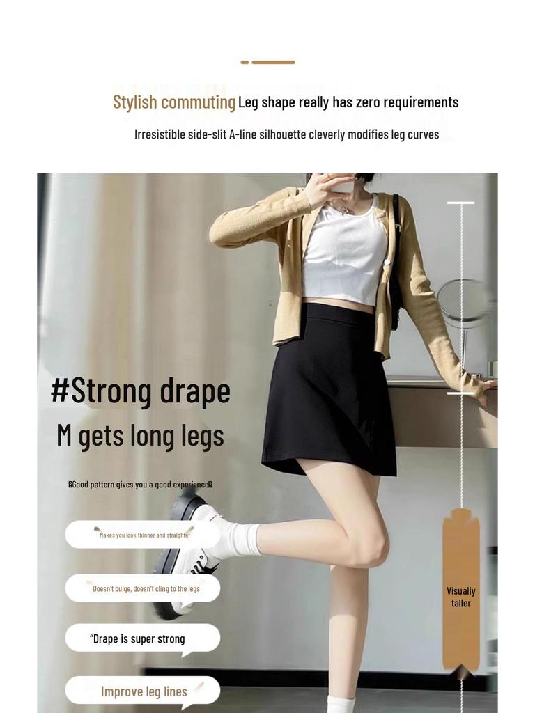 Летняя французская миди-юбка асимметричного кроя 2024: Облегающее бедра А-силуэтное платье с деталью в виде разреза