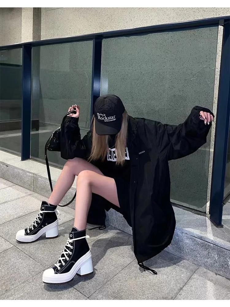 Women Platform Sneakers Luxury Brand Women Boots Fashion Outdoor Skateboard Shoes Women High Top Canvas Sneaker Plus Size 36-42