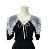 Women Girls Vintage Lolita False Fake Collar Shawl Sweet Ruffles Lace-Up Bow Decorative Necklace Choker Short Poncho