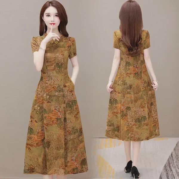 Лето 2023 Элегантное макси-платье с цветочным принтом для женщин